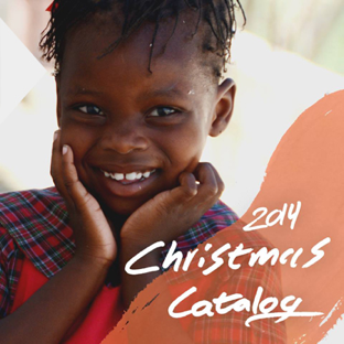 2014 Catalog branding showing a girl smiling with hand drawn branding on top.