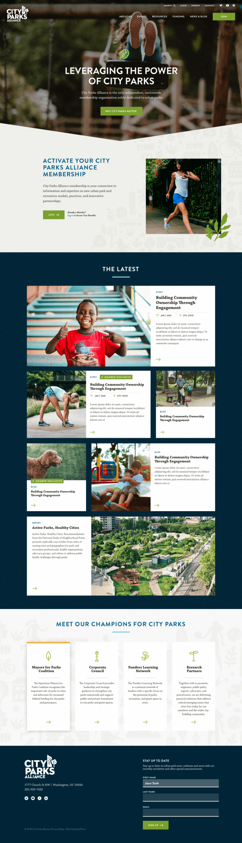 City Parks homepage design